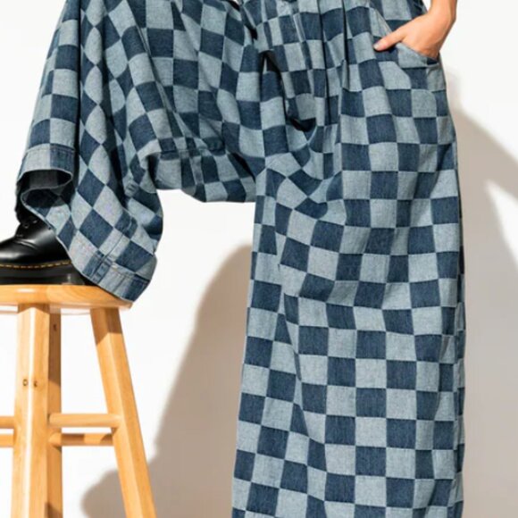 Dressed In Lala Checkered Denim Jumpsuit - Picture 7 of 7